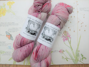 Pink tonal speckled hand dyed yarn